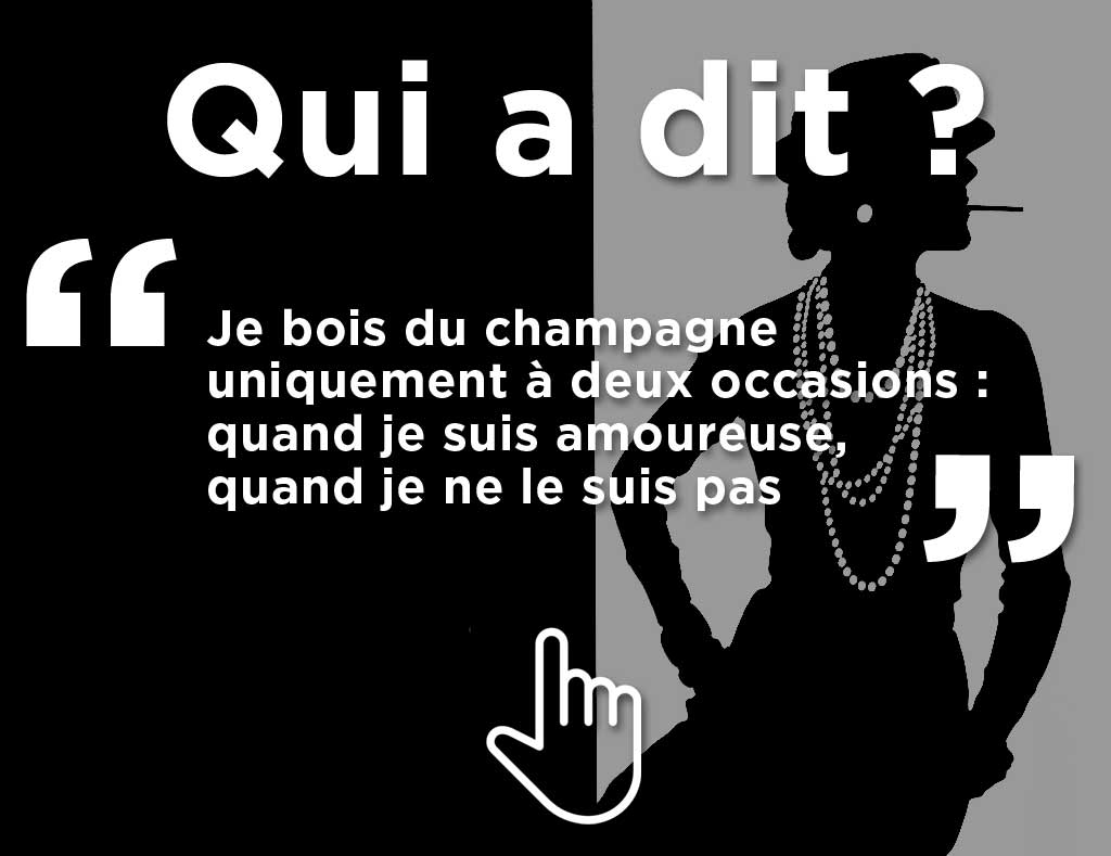 Découvrez qui a dit cela à propos du champagne ? Effacez la photo avec votre doigt front