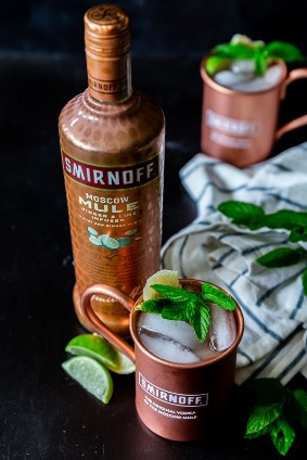 Russia. Diageo presents the new edition of Smirnoff vodka, Moscow Mule vodka with ginger and lemon infusions