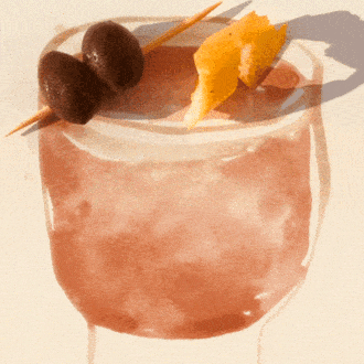 The Vineyard cognac based cocktail revisited with olives