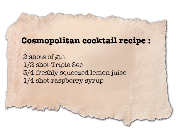 Do you know the recipe for the Cosmopolitan cocktail? Swipe your finger over the illustration front