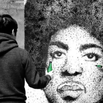 Beerpainting, a new street art form made with beer bottles