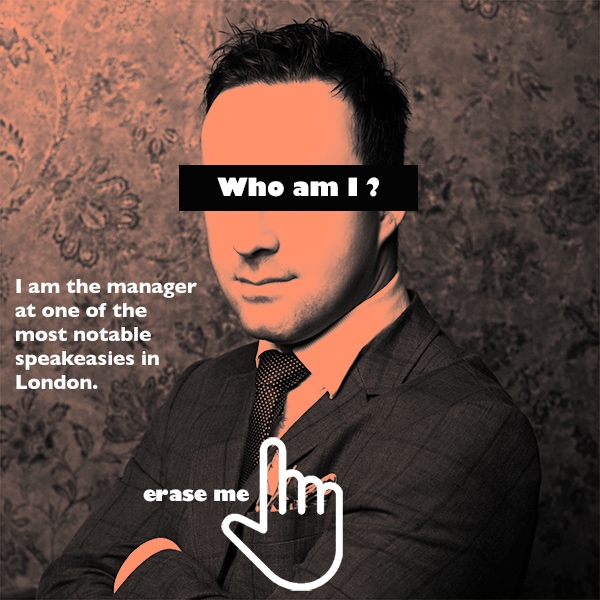Guess the bartender! Swipe over the image on the screen and reveal back