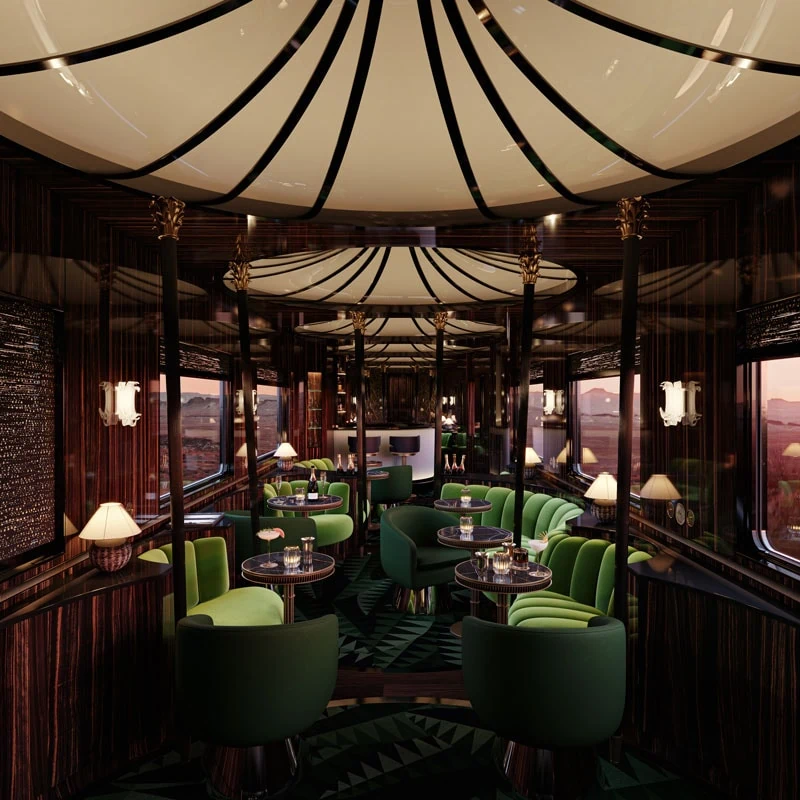 Echa un vistazo al bar del Orient Express