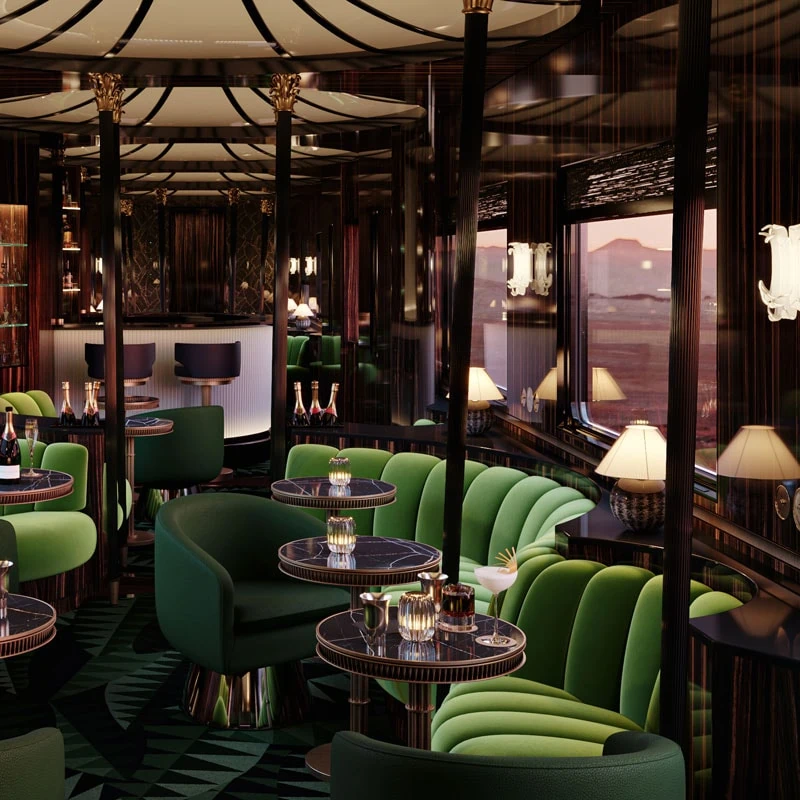 Take a look at the bar of the Orient Express