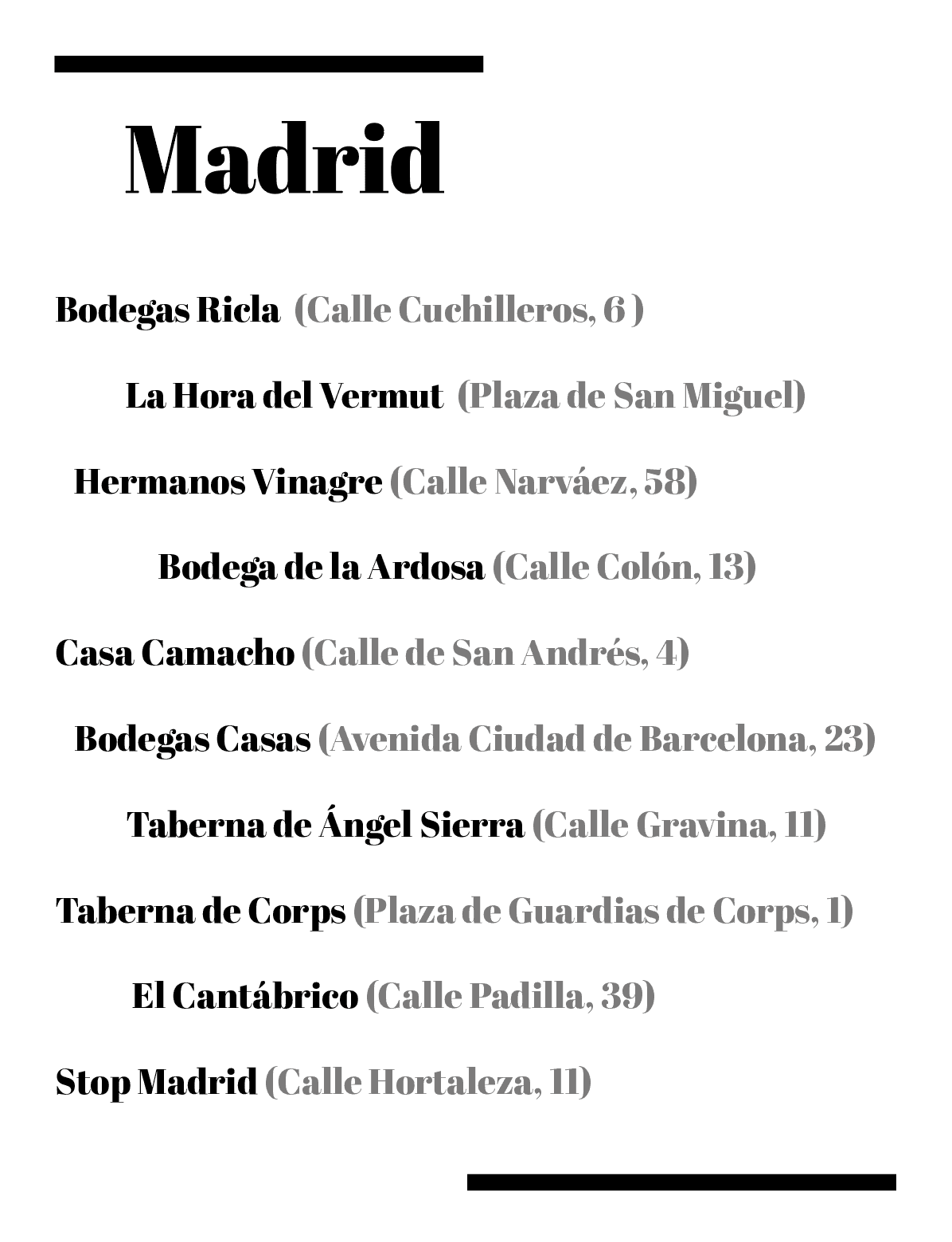 meilleurs basr de madrid - vermouth servi à la tireuse - mejores bares de madrid para un vermut de grifo