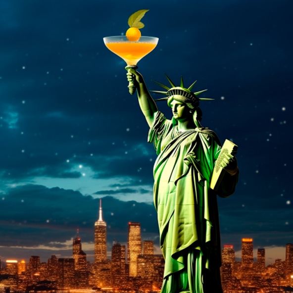 New york statue of liberty with a cocktail