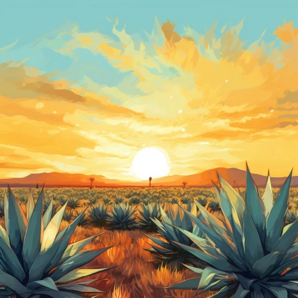 Agave field for mezcal and tequila