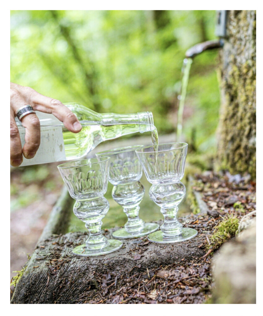 Absinthe bottle and glasses
