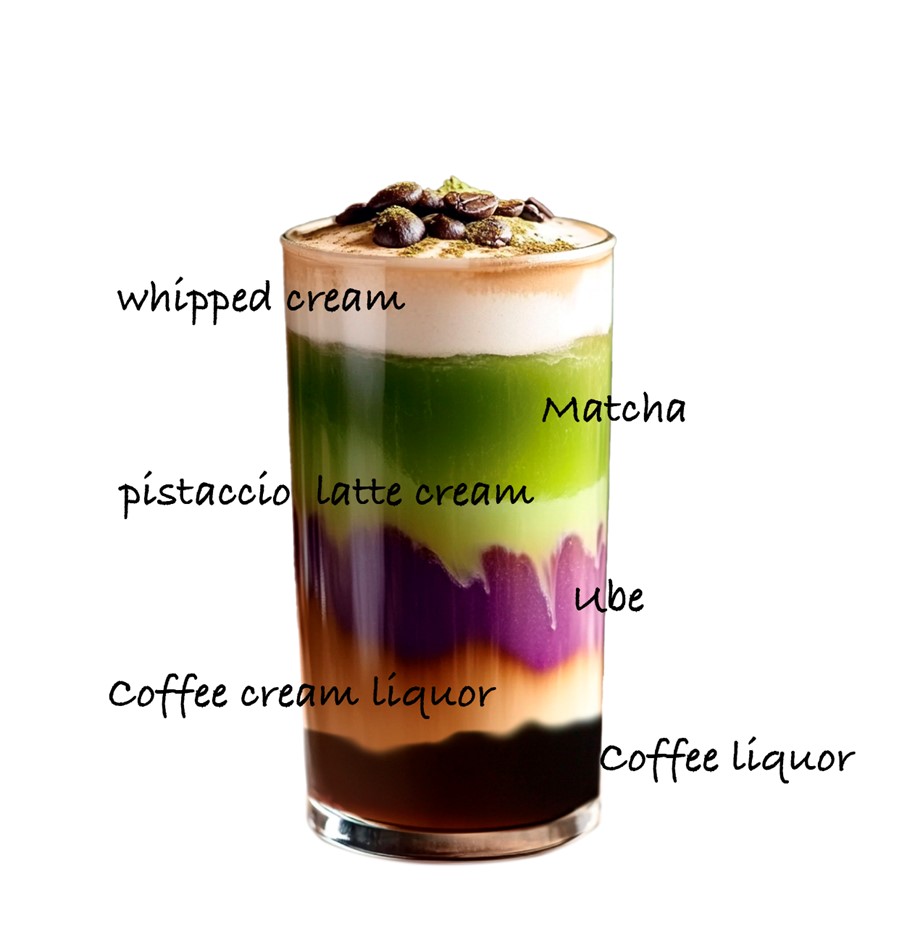 Layered Matcha coffee cocktail