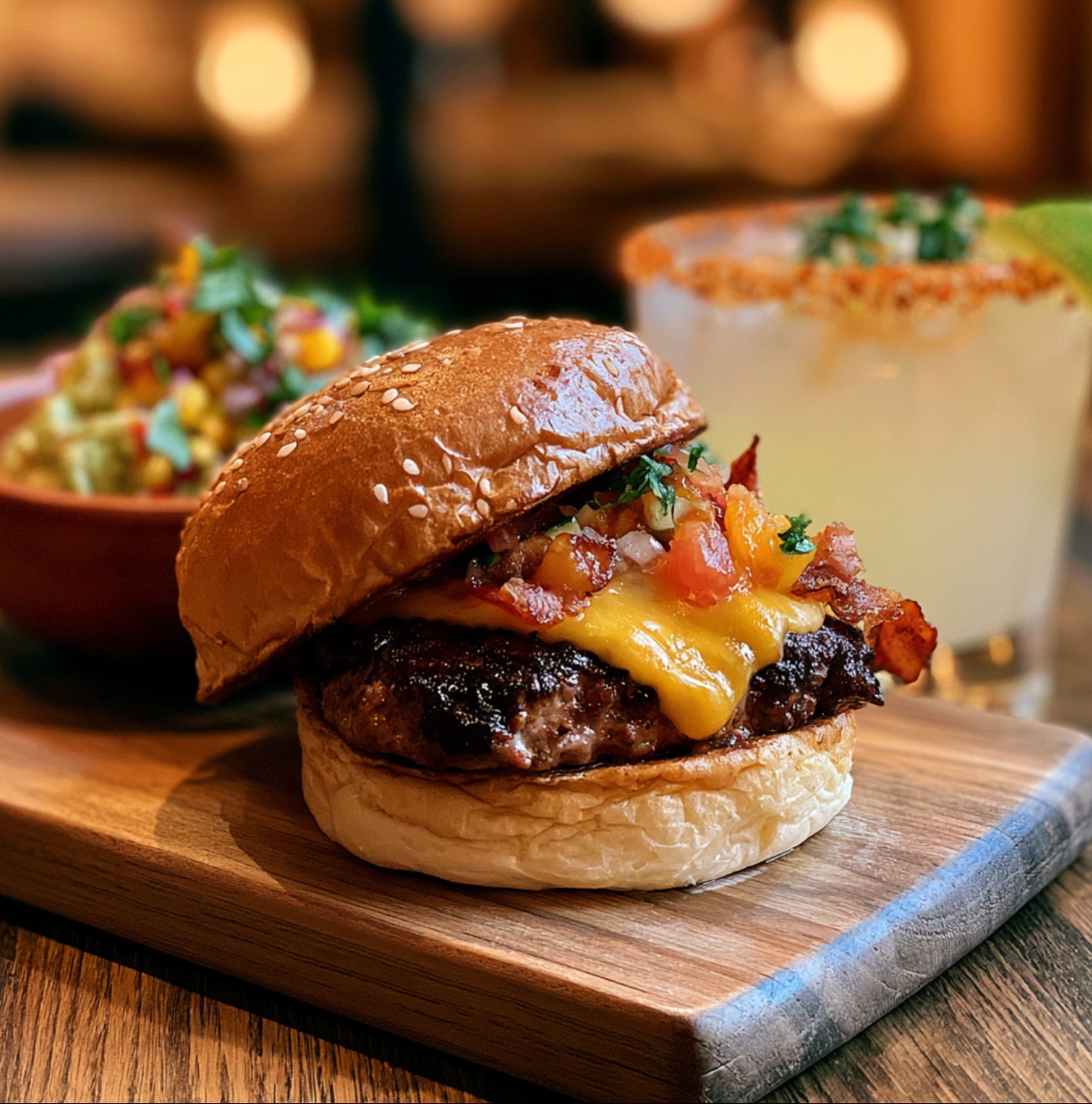 Homemade cocktails with burgers